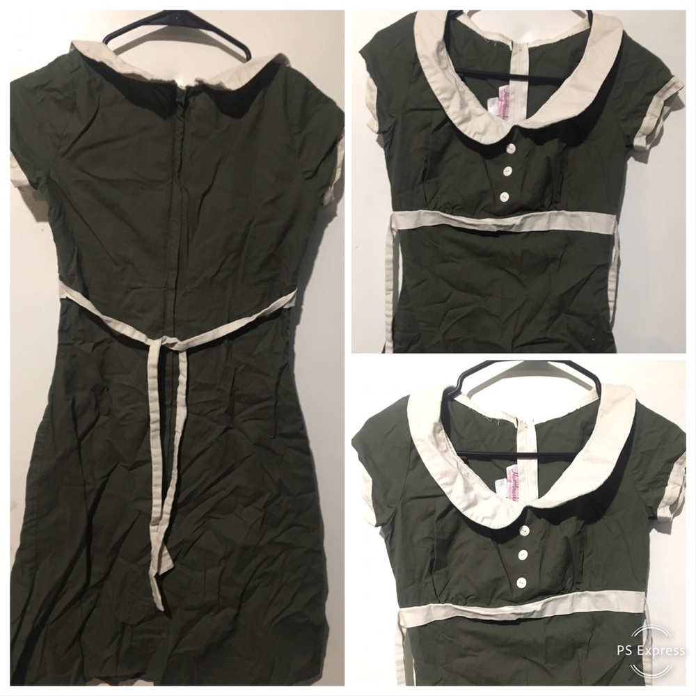 Vintage heartbreak olive green dress